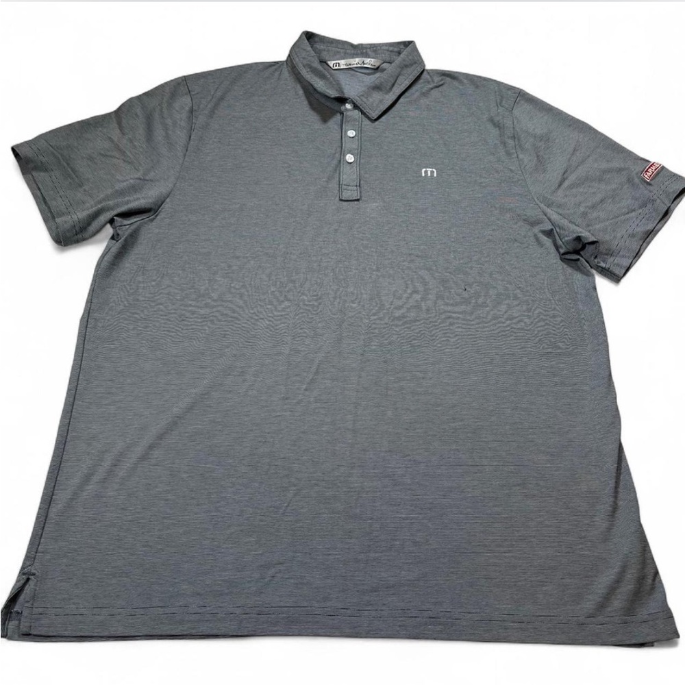 Travis Mathew Golf Shirt 2XL Mens Polo Farmer John Logo Pima Cotton Stripes